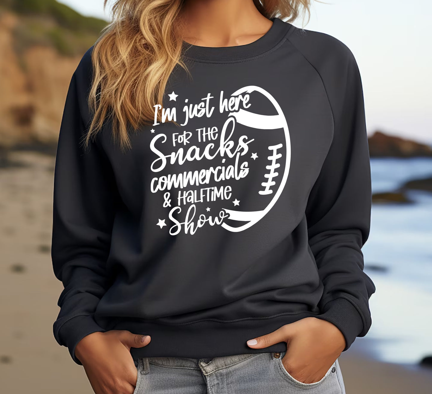 Here for the Snacks Football Sweatshirt