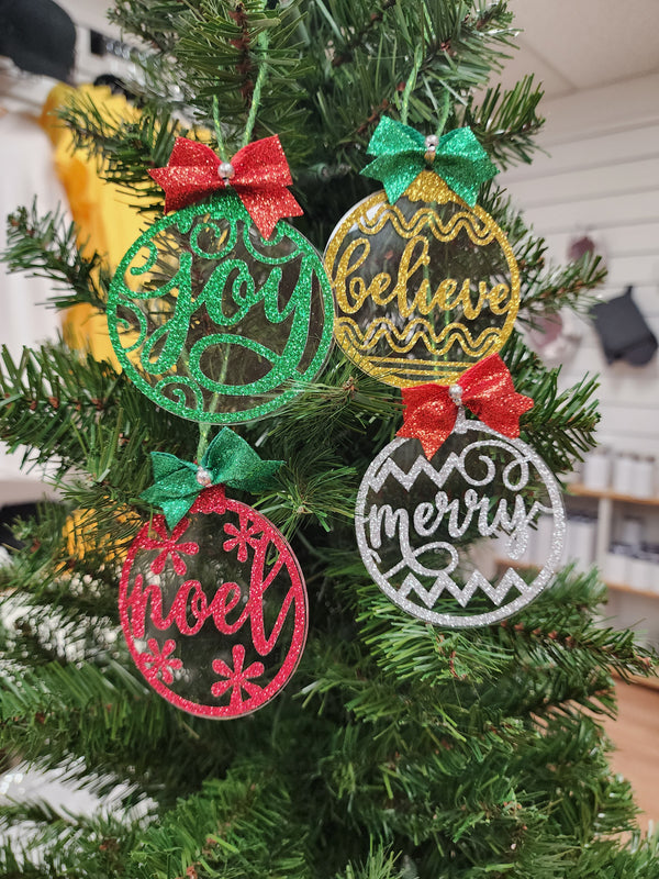 Set of 4 Glitter Ornaments